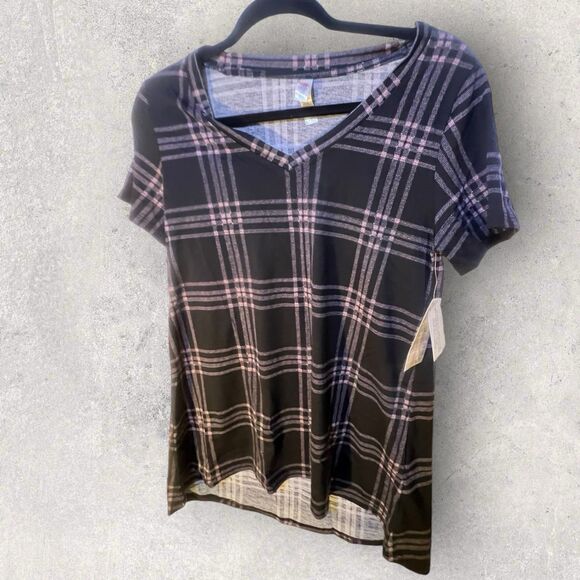 LuLaRoe Christy T - NWT- XSmall-Black/Pink Checkered - Picture 1 of 5